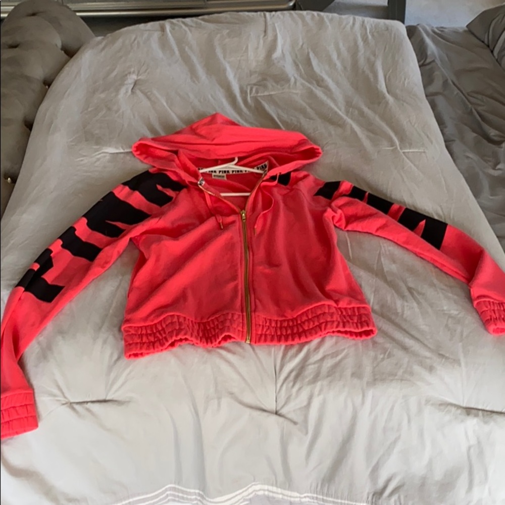 Victoria secret pink red and black hoodie
